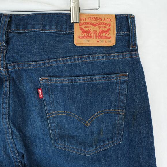Levis 569 Jeans Mens 36x34 Blue Loose Straight Leg 100% Cotton Dark Wash Denim - Picture 5 of 14